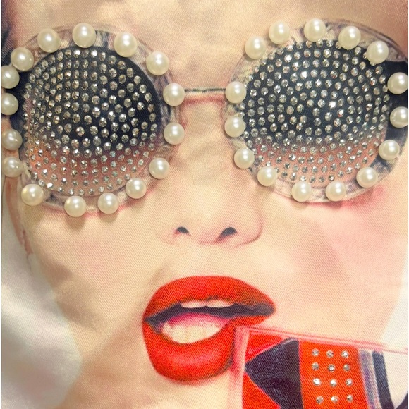 Occasion Tops - 🎁 Occasion Graphic Top 3D Embellished Rhinestone Beaded Top 🎁